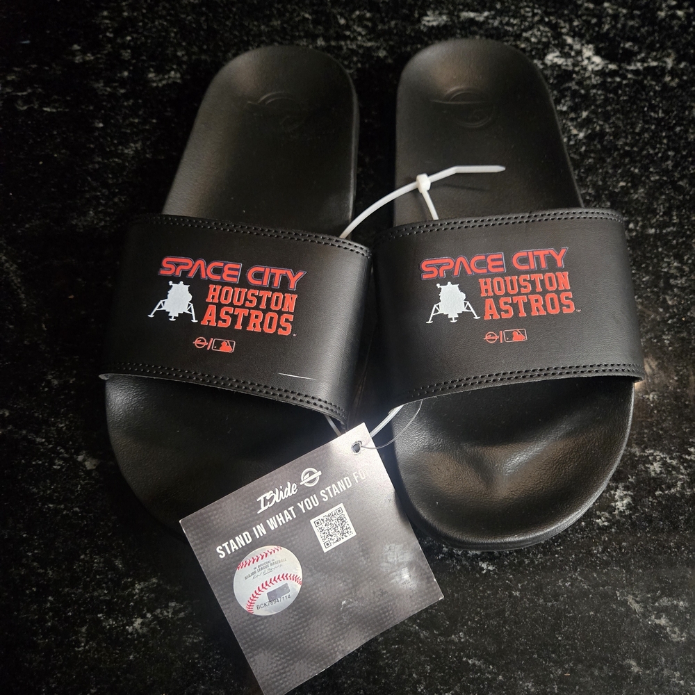 Space City Houston Astros Black Slide Sandals